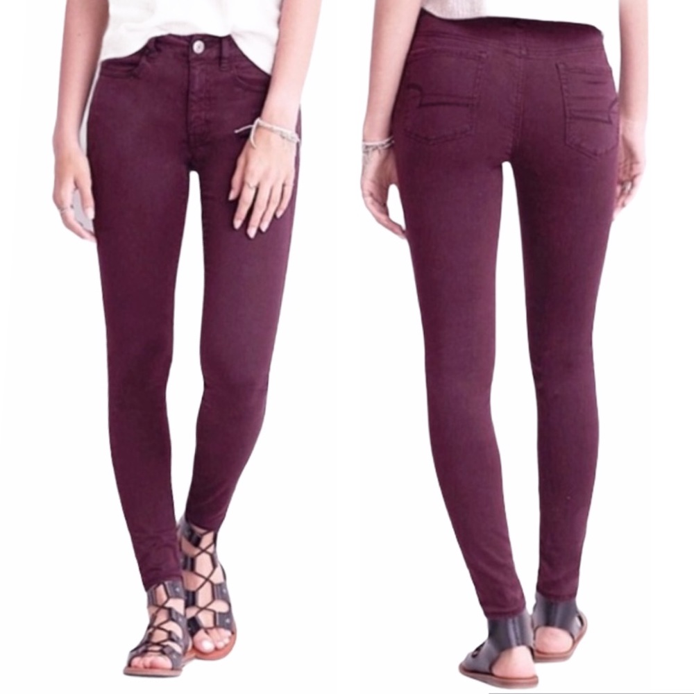 AEO Plum Super Stretch Skinny Jeans Size 8 EUC!